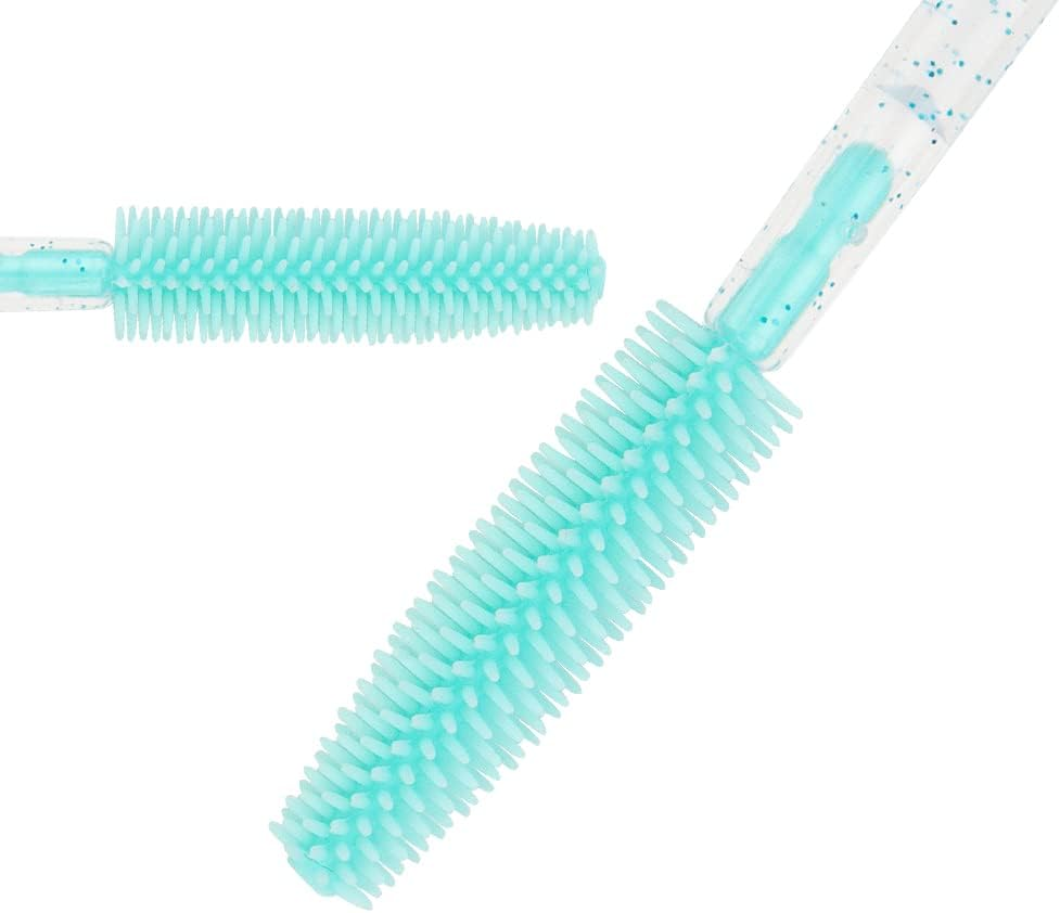 100 Pcs Silicone Mascara Wands Disposable Eyelash Brushes for Extensions Lash Applicators Makeup Tool Kit (Crystal Blue/Mint Green) - Green image number 6