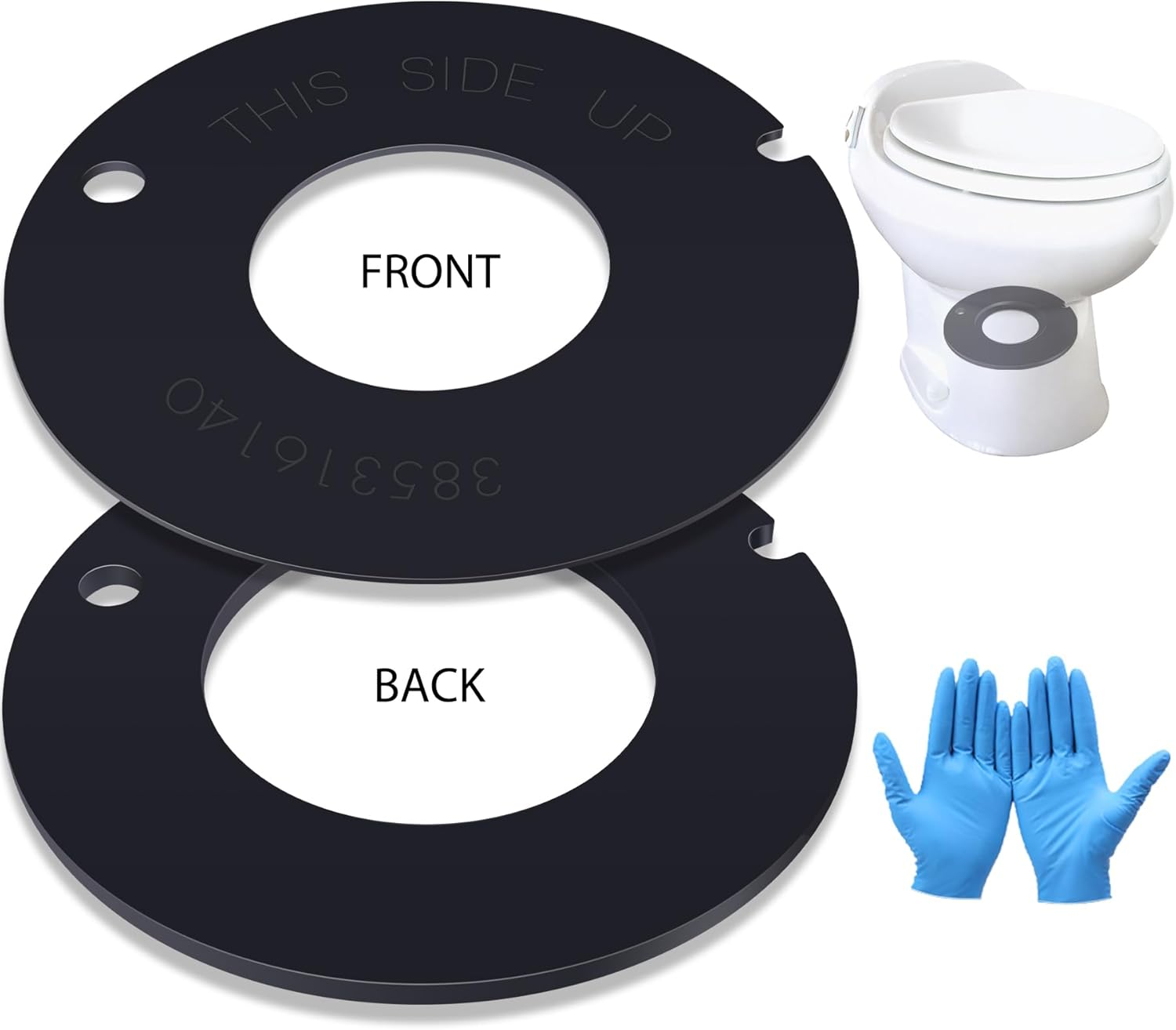 385311462 and 385316140 RV Toilet Rubber Seal Kit Replacement for 510/506+, 510+/1006, 1008/Ecovac 146-149 Compatible with Sealand Mansfield Vacuflush RV Camper Toilet image number 1