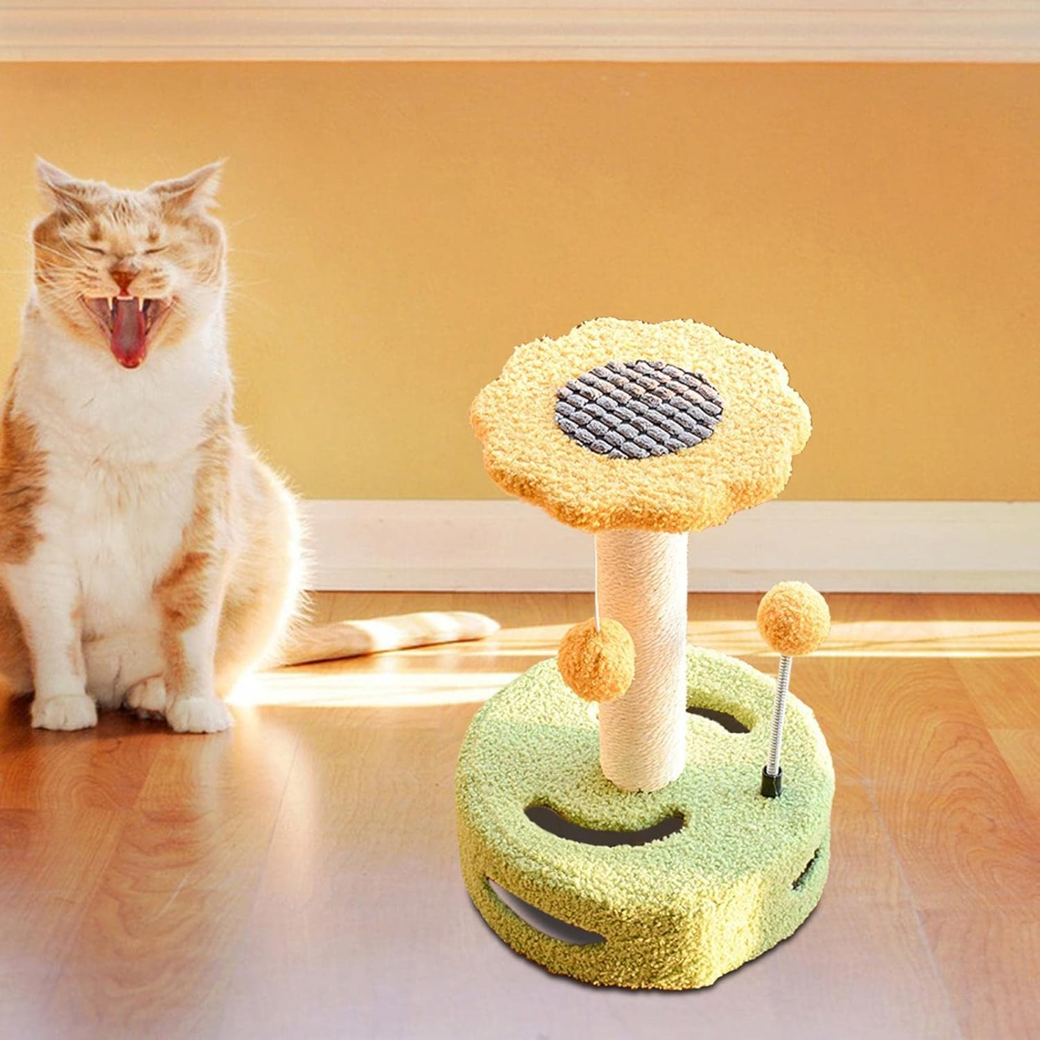 Cat Scratching Post Sisal Rope Scratch Post Cat Furniture Protector Cat for Rest Scratcher for Pet Supplies, Pink Light Blue (Color : Yellow Green) image number 3
