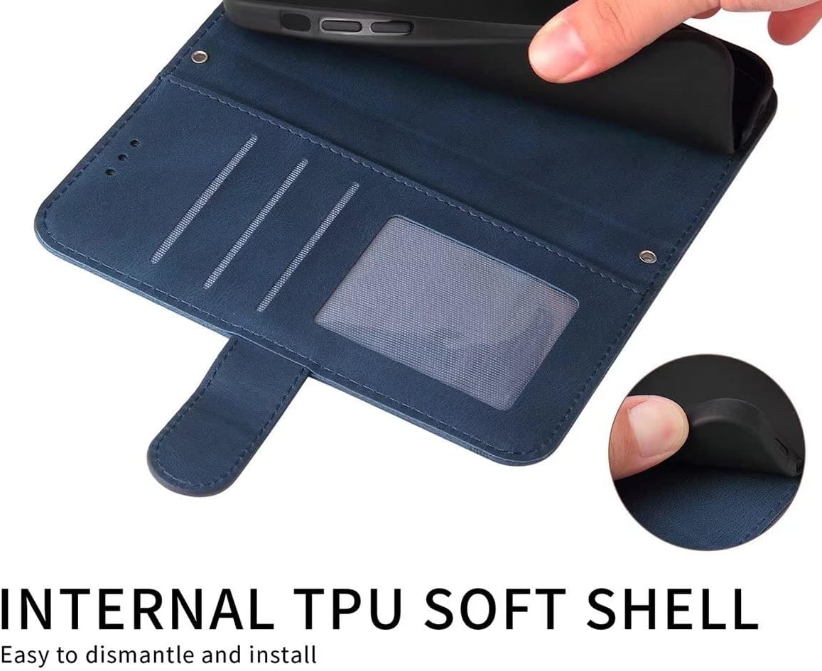 SEAHAI Case for Motorola Moto G75 5G Leather PU Wallet Folio Stand Cover, Ultra-Thin Shockproof Case Kickstand with Credit Card Slots TPU Shell Magnetic Close - Blue image number 1