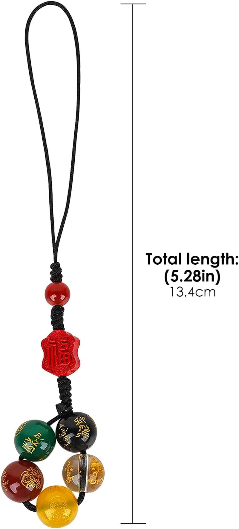 Chiorgone Cinnabar Feng Shui Keychain & Phone Strap &ndash; Five Roads God of Wealth Charm for Prosperity, Versatile Pendant for Cars, Keys, and Gifts. image number 4