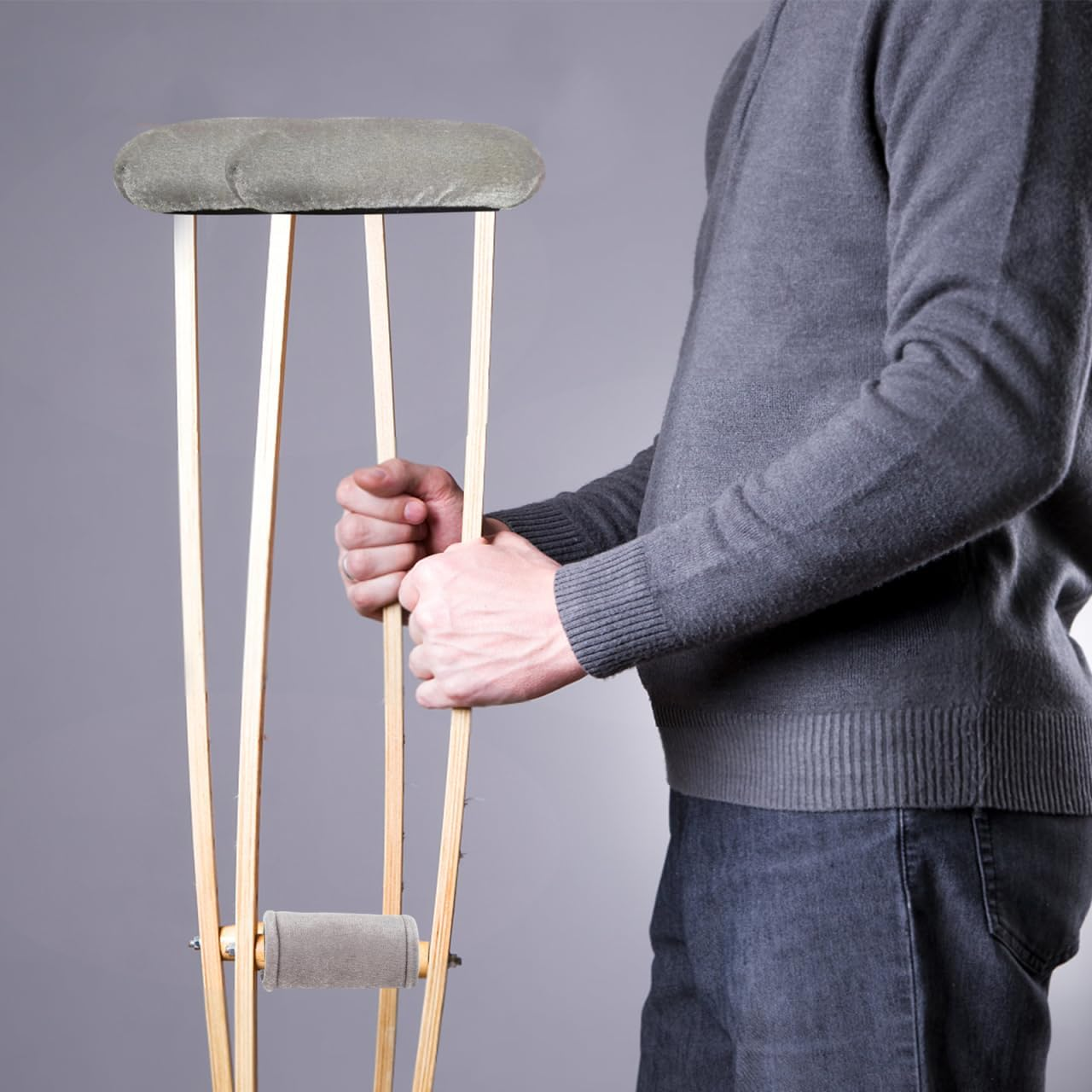 Ipetboom Velvet Crutch Pad Hand Grip Cover 2Pcs Soft Cushion Elastic Design for Elderly Mobility Equipment and Medical Supplies image number 4