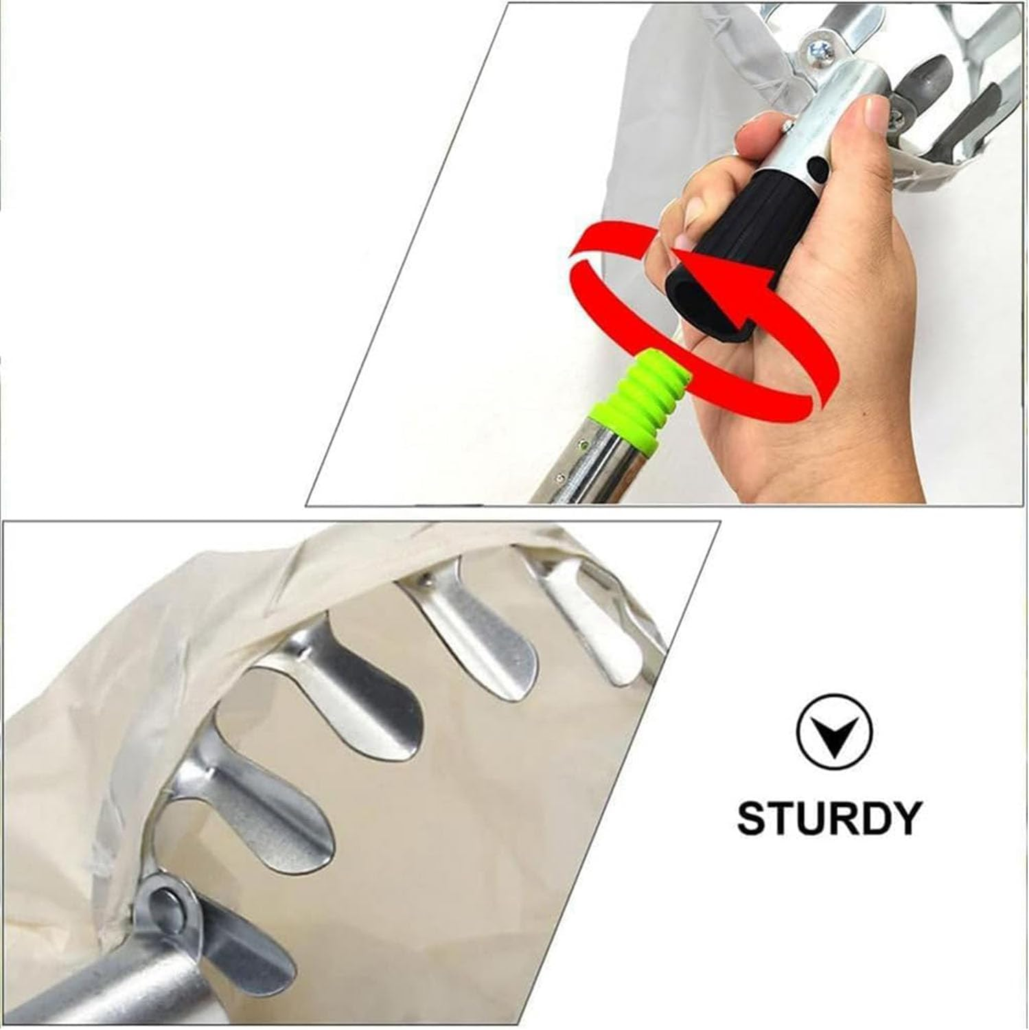 WADY Fruit Picker Tool, 4M Telescopic Fruit Picker Pole,10 Extension Poles Extendable Fruit Picker Basket,Lightweight Fruit Picking Grabber,Fruit Picker Head Basket,Apple Picker Pole for Garden (13Ft) image number 4