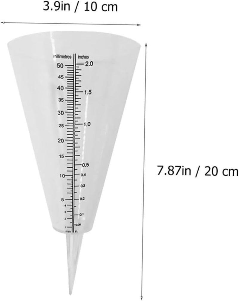 2Pcs Transparent Cone Shaped Rain Gauge with Scale Outdoor Plastic Rainfall for Garden Lawn Accurate Measurement Tool