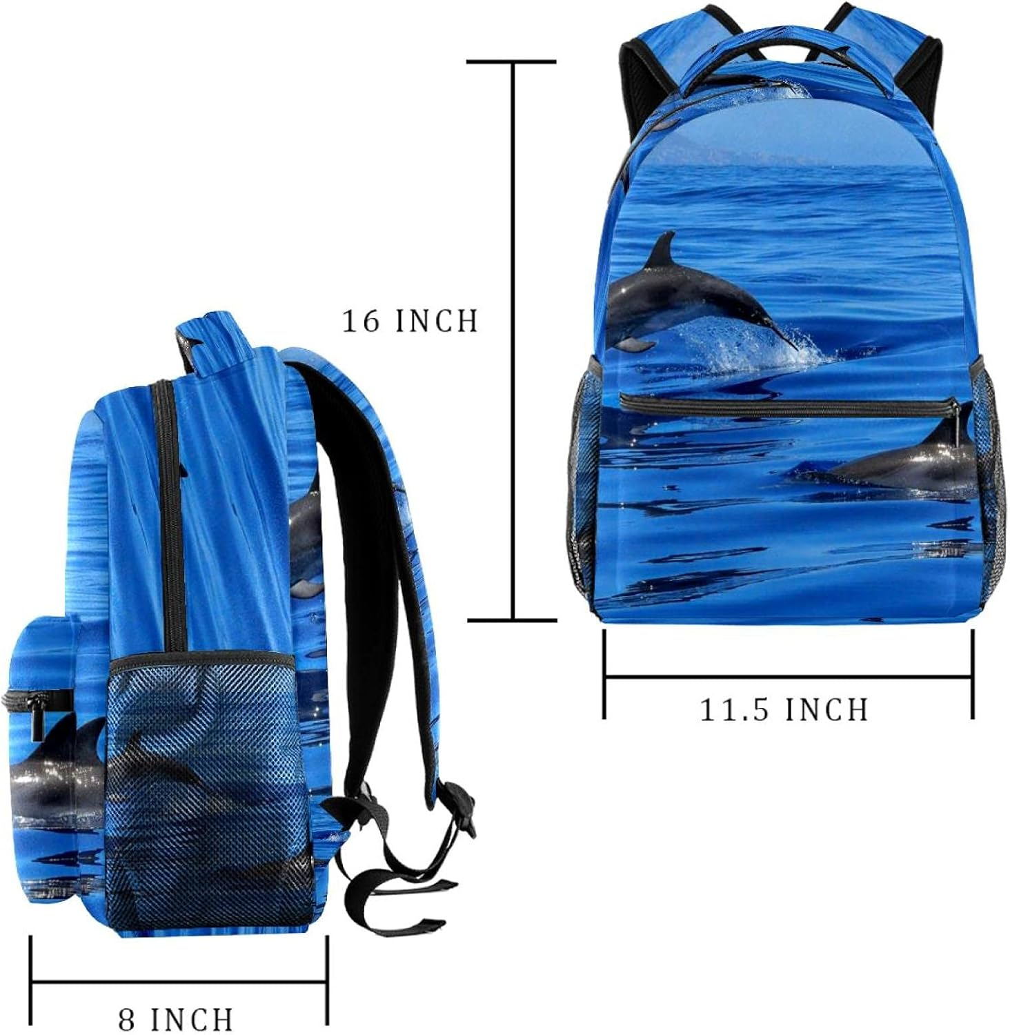 Dolphin Blue Ocean Backpack Students Shoulder Bags Travel Bag College School Tote Backpacks