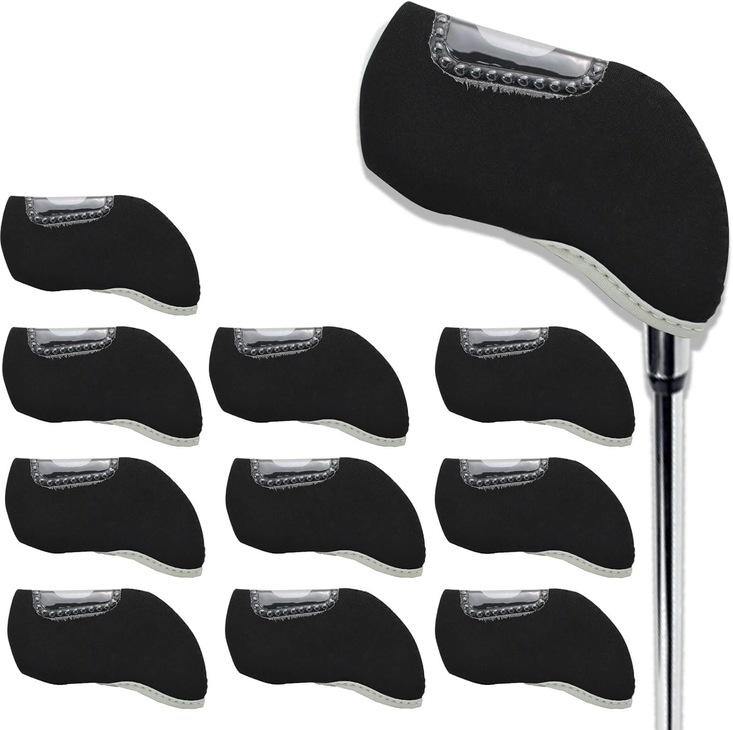 10Pcs Golf Covers Golf Wedge Headcovers Golf Club with See through Window Clear Visible Head Covers Golf Accessories for Putters, Golf Beginner, Women Men