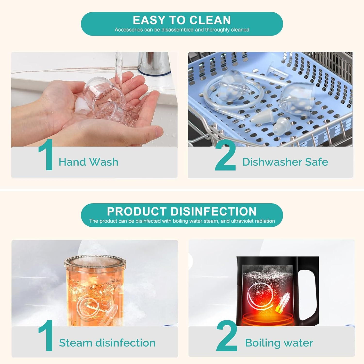 Nasal Aspirator for Baby, Portable Hand Puller Nose Sucker, Quiet Suction Easy to Operate | Reusable | Soft Silicone Nose Cleaner for Fast and Effective Relief of Nasal Congestion in Infant. image number 2