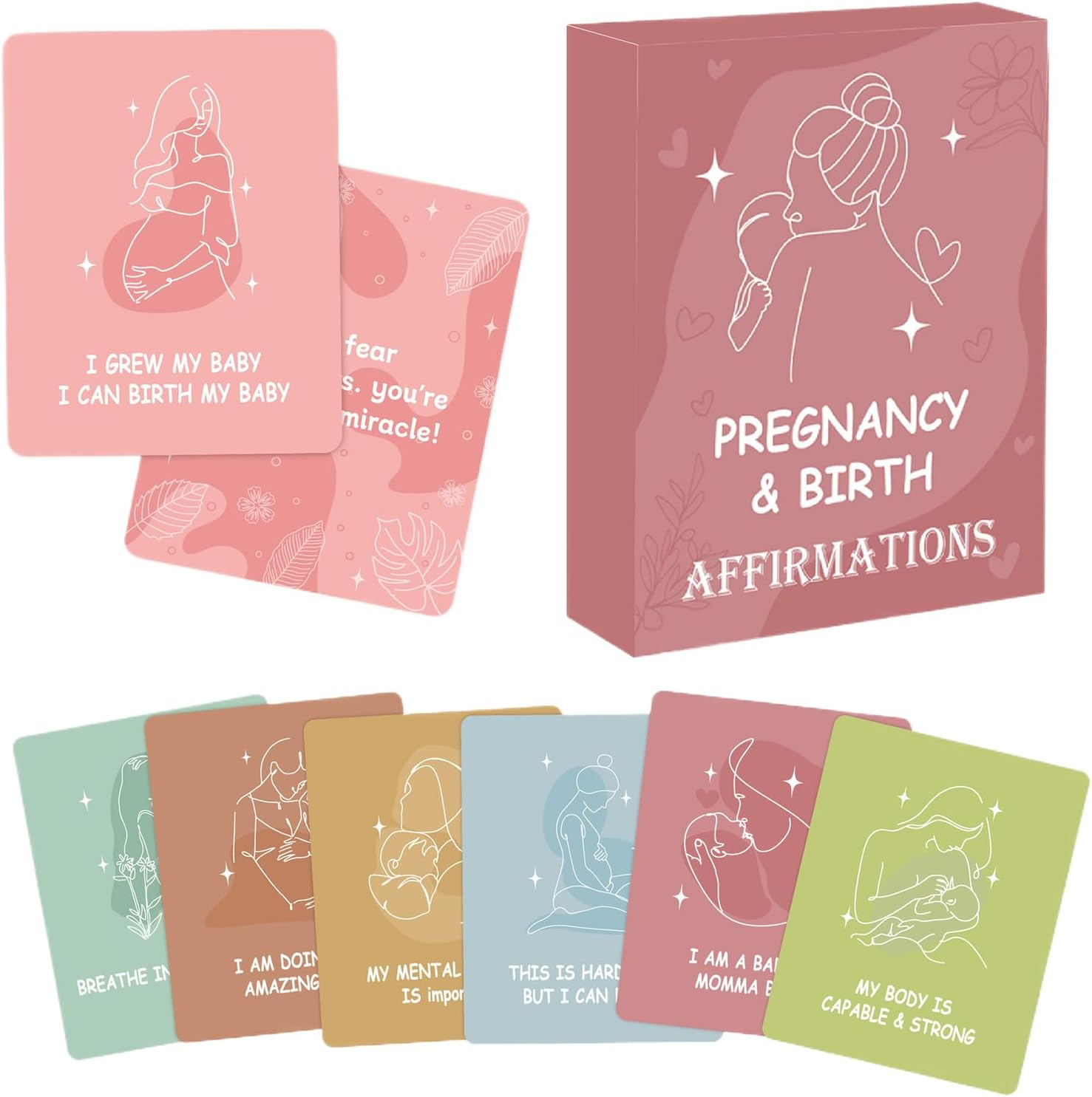 Mom Affirmation Cards,Mom Daily Affirmations - Positive Motivational Inspirational Mindfulness Encouragement for Labor Birthday Announcement
