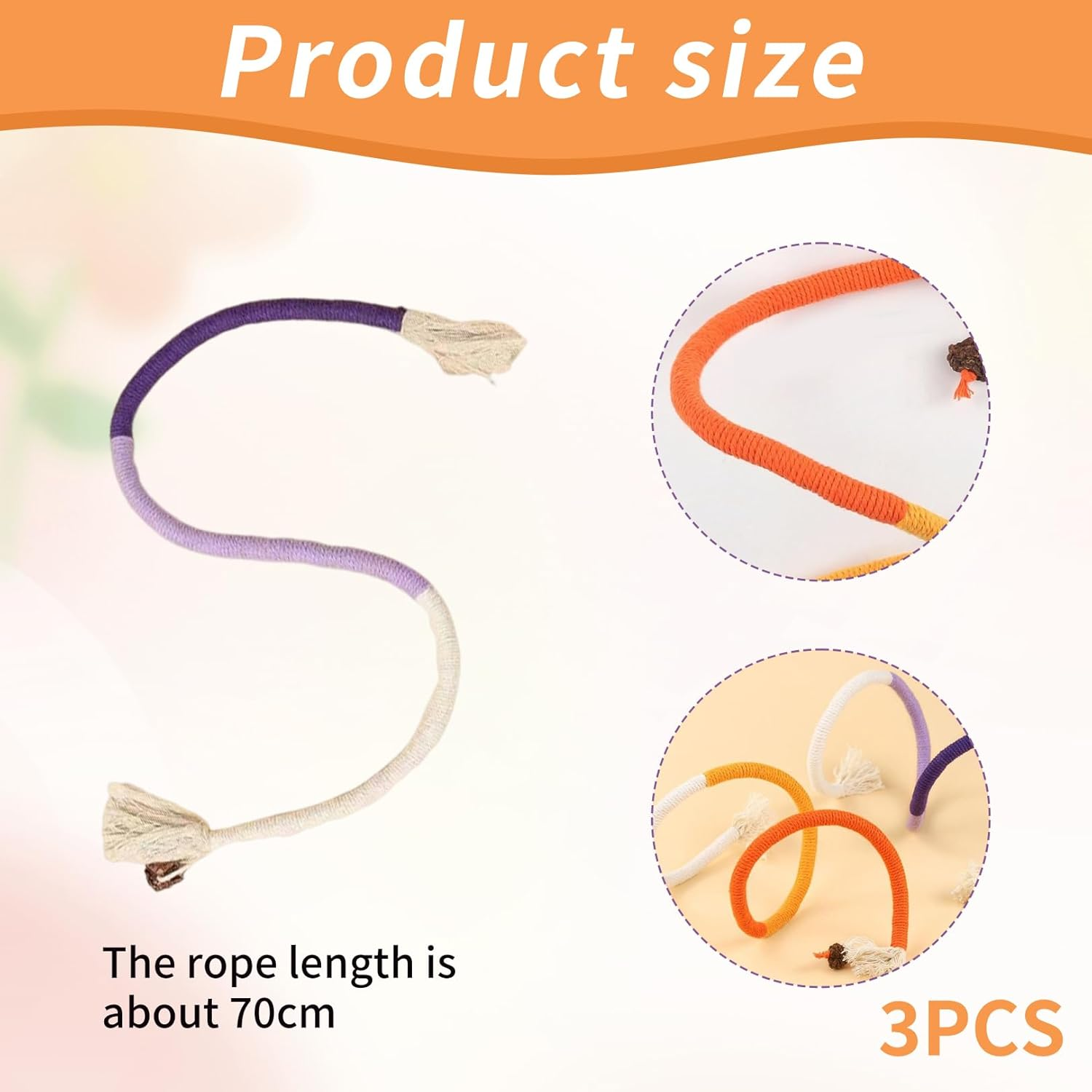 Interactive 70 Cm Catnip Toy, Dental Care and against Bad Breath, Pack of 3 Cat Toys with Katnip for Healthy Teeth, Family-Friendly Paw Hunting Cat Toy with Fur Miracle Mint Bite image number 2