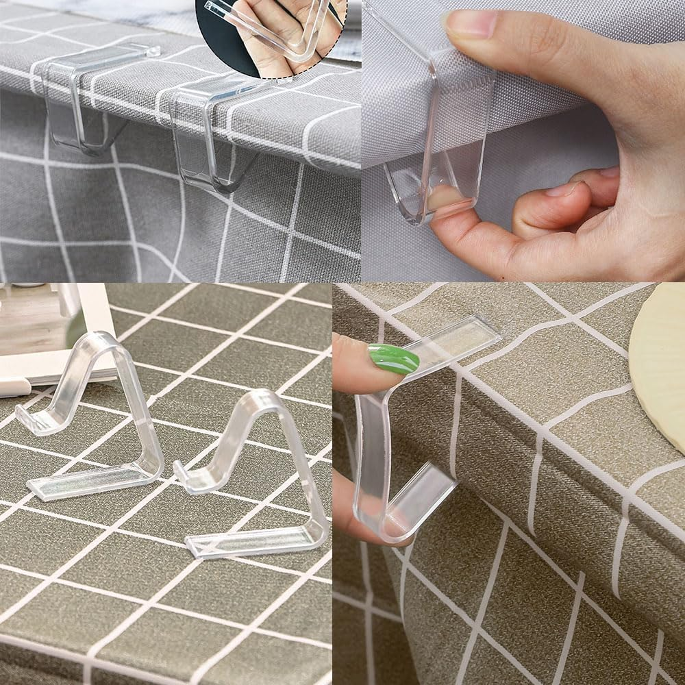 24 PCS Transparent Acrylic Tablecloth Clips, Clips for Outdoor Tables Table Cloth Holder Clips for Christmas Home Wedding Party Indoor Outdoor Camping