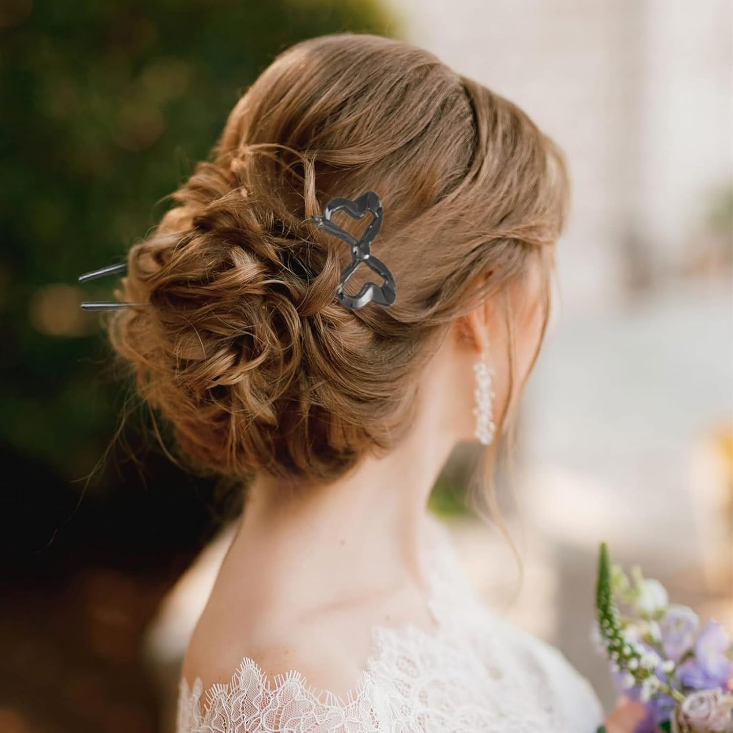 ASOMI 3 Pieces Vintage French Bow Hair Pins for Women U Shape Updo Metal Hair Sticks for Long Thick Hair (Gold, Silver, Black) image number 3