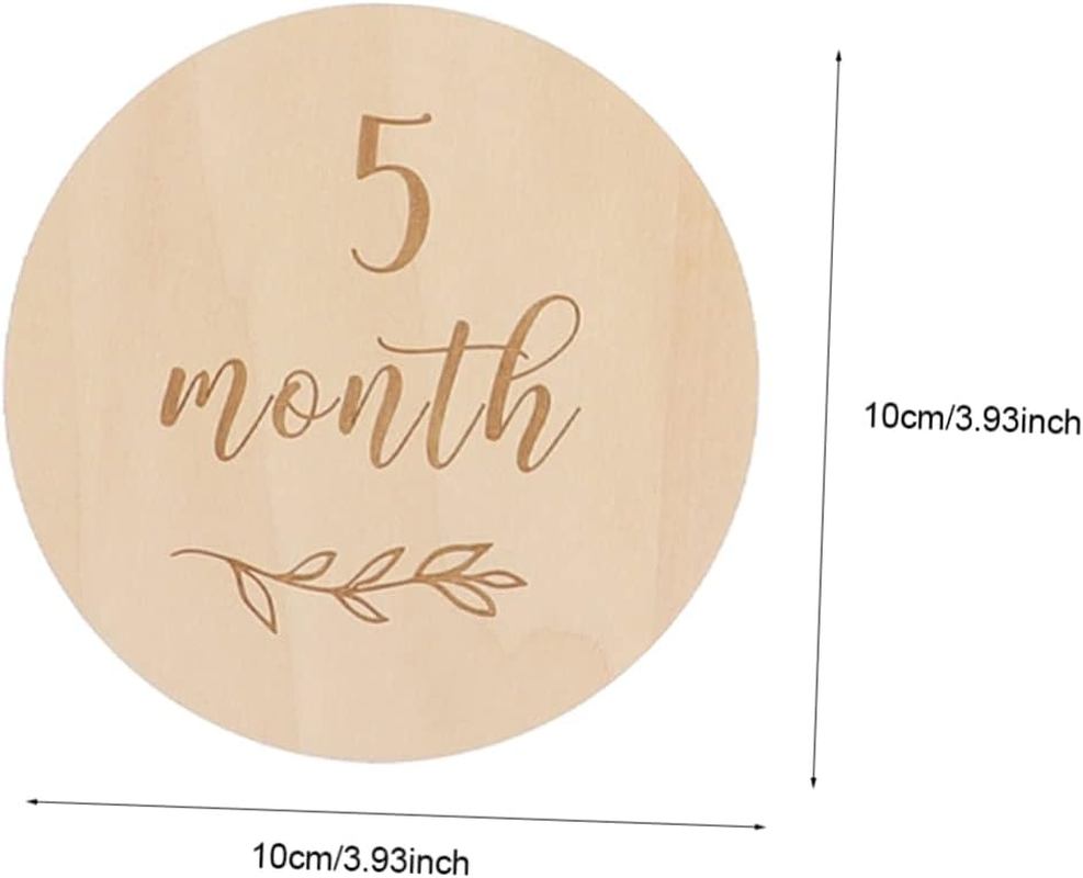Wooden Newborn Milestone Monthly Growth Cards for Babies, Infant Age Announcement Photo Props Set, 13Pcs Baby Shower Keepsake Cards image number 5