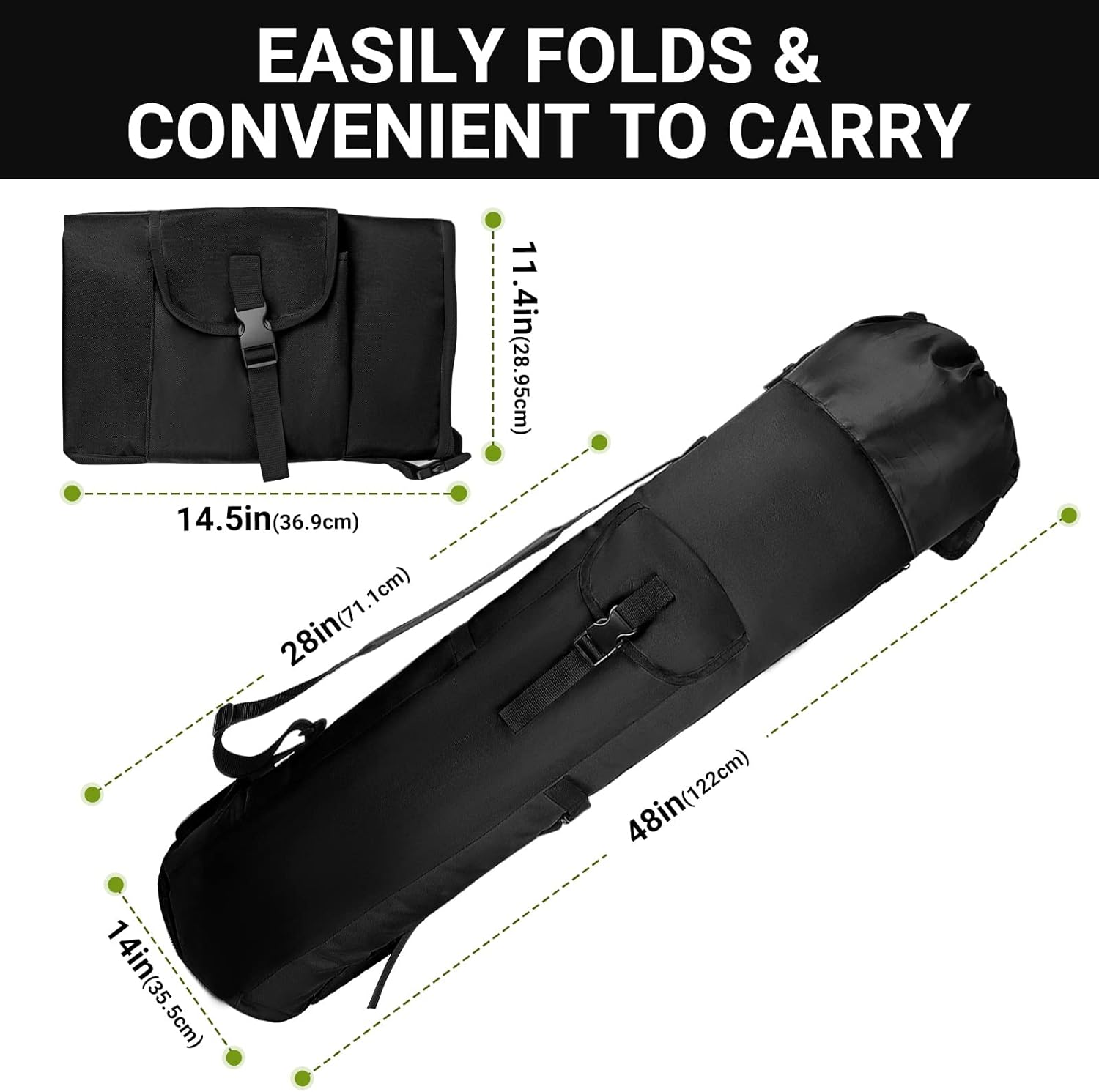 FOUUAAOOU Fishing Rod Bag, Fish Pole Case with Durable Folding Oxford Fabric, Portable Gear for Men Gifts (Black) - Black image number 6