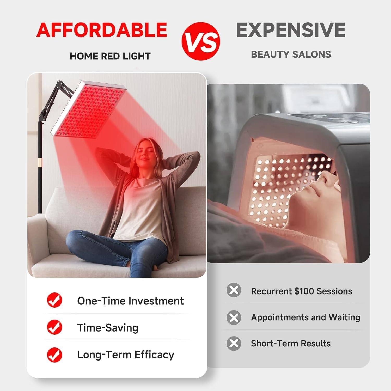 2 in 1 Red Light Device Lamp for Face and Body with Stand, Deep 660Nm and 850Nm Infrared Light Lamp, Red Light Panel for Face, Back, Leg, Waist, Joints image number 1