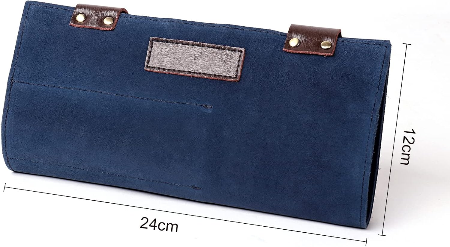 Salon Scissors Bag Roll Up, 12 Pockets Genuine Leather Stylist Grooming Scissors Holder Barber Hair Scissor Shears Cases for Hairdressers (Hj-Zp011-Blue) image number 5