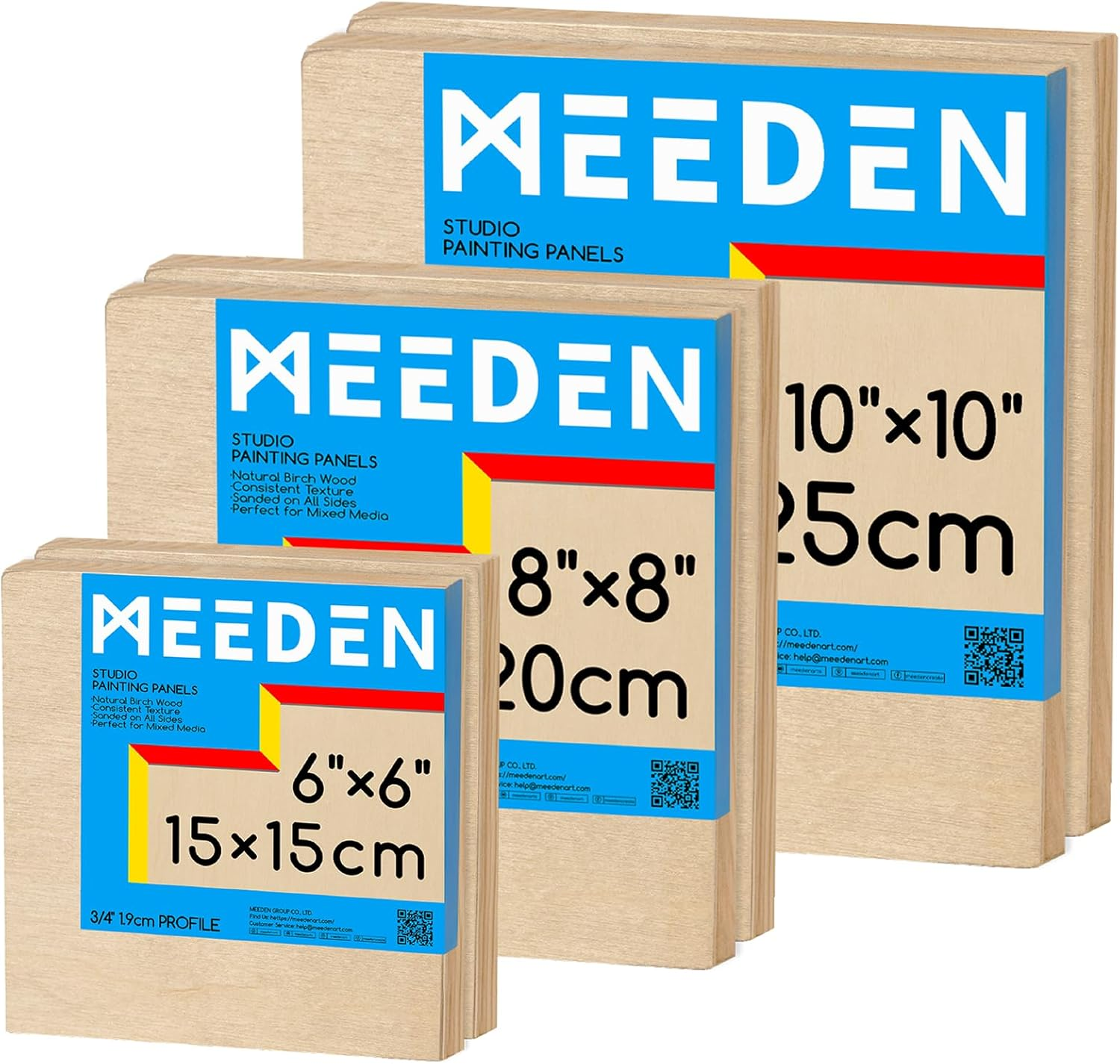 MEEDEN Unfinished Wood Canvas Kit: 3/4" Deep 5X7 8X8 11X14 Wooden Canvas Panel - 6 Pcs of Cradled Wood Art Boards for Pouring Art, Crafts, Painting image number 4