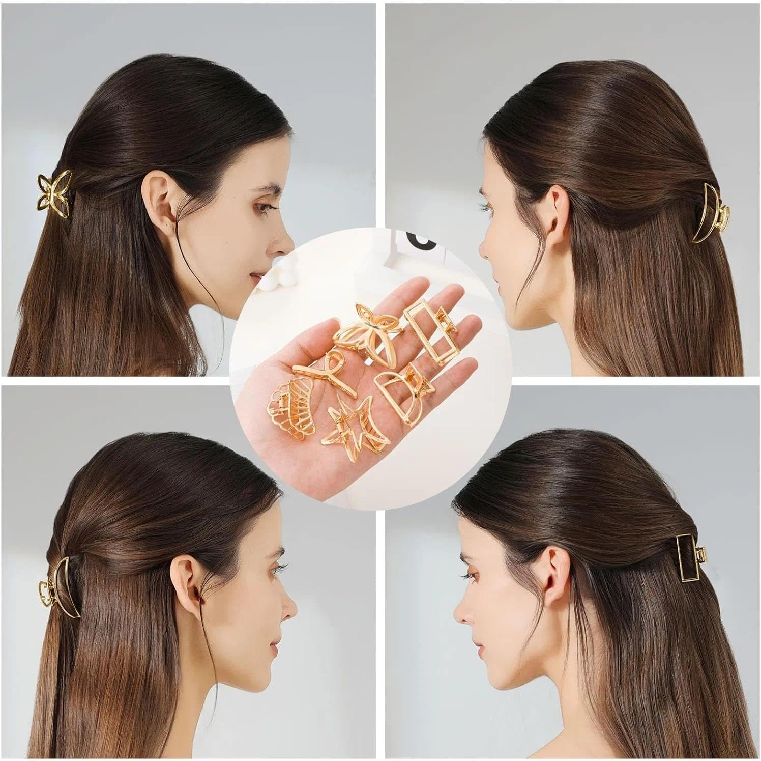 Metal Small Claw Clip, Gold Hair Accessory 4.6-5.1 Cm for Women Girls, Compatible with Long Thick Thin Straight Curly Wavy Hair CRFY image number 3