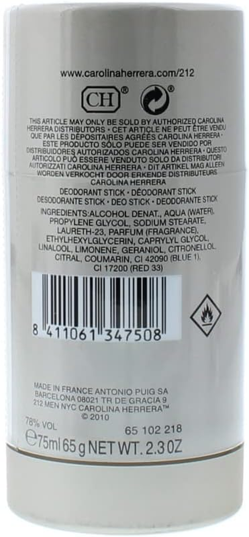 Carolina Herrera 212 Deodorant Stick for Men, 75 Millilitre image number 2