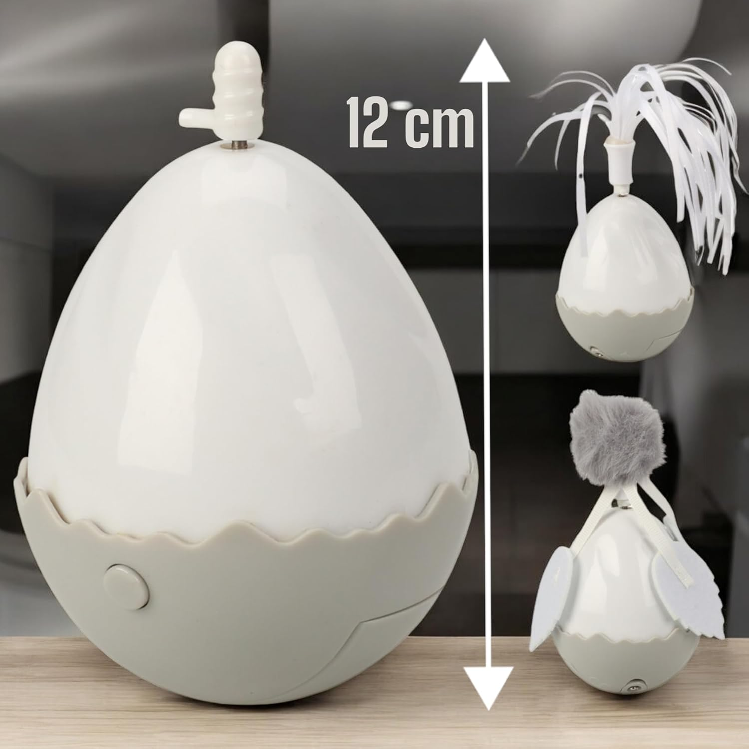 MIJOMA Battery Operated Cat Toy Egg - 360&deg; Rotating Interactive Toy with Interchangeable Attachments, 6 X 12 Cm image number 4