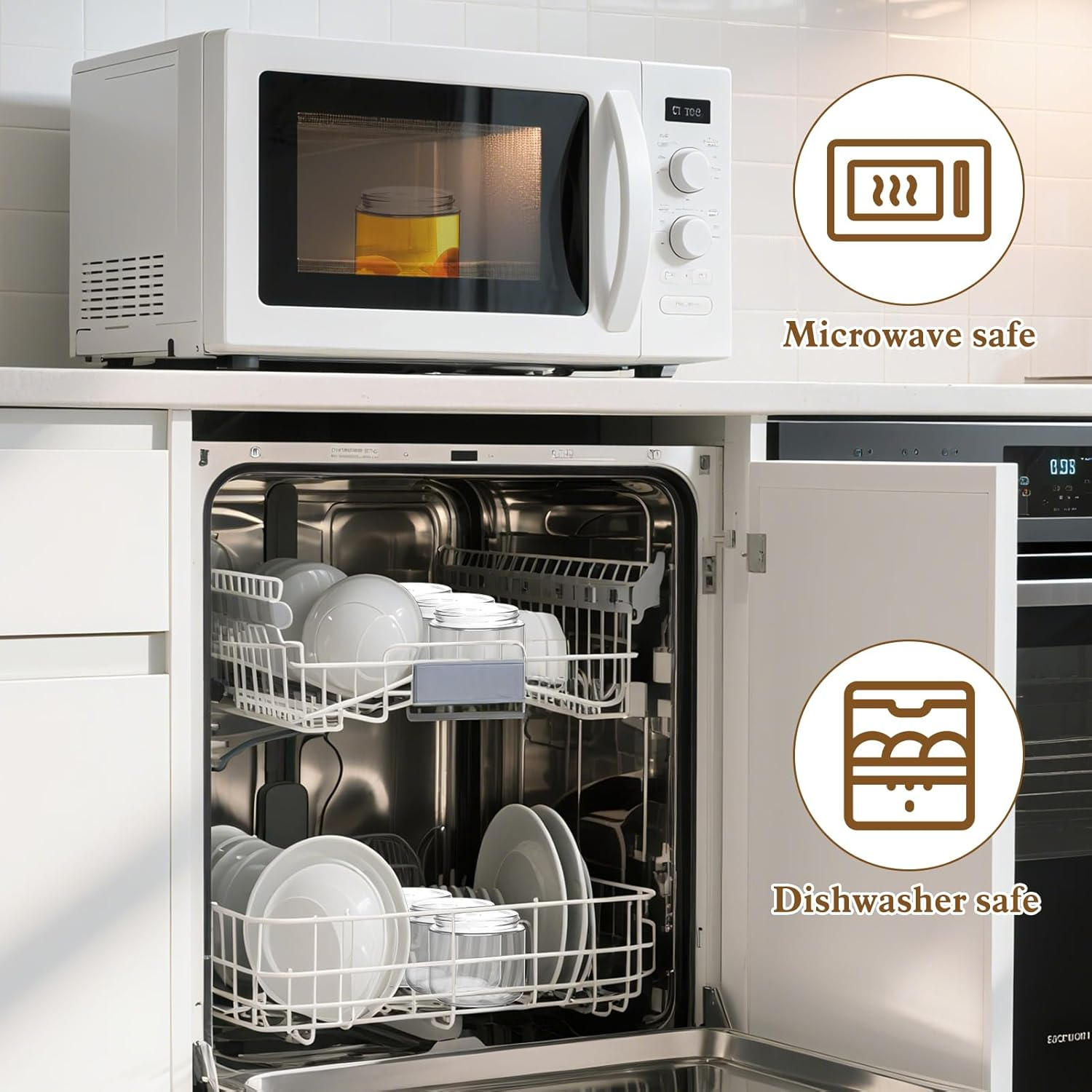 UHAPEER 6 Pack 10Oz Glass Containers with Bamboo Lids: Stackable & Leak-Proof Glass Overnight Oats Jars for Hot/Cold Foods, Travel Meals Prep & Plan, Pantry Storage (Dishwasher & Microwave Safe) image number 2