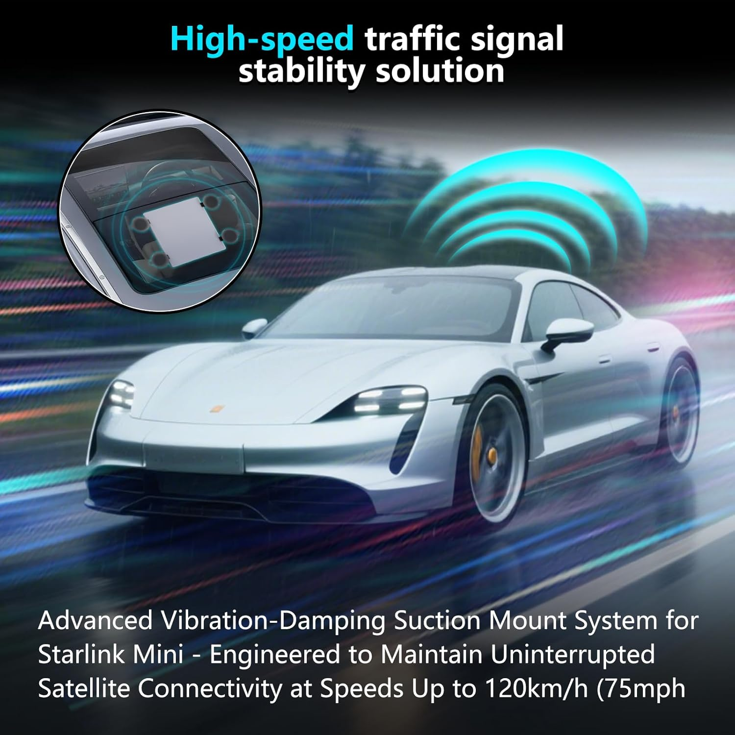 Car Mount for Starlink Mini &ndash; Suction Cup Accessories Kit for Sunroofs,Car Windows & Roof Installation, Secure Holder for Rvs, Boats & Road Trips with Stable Signal (Black) - Blue image number 3