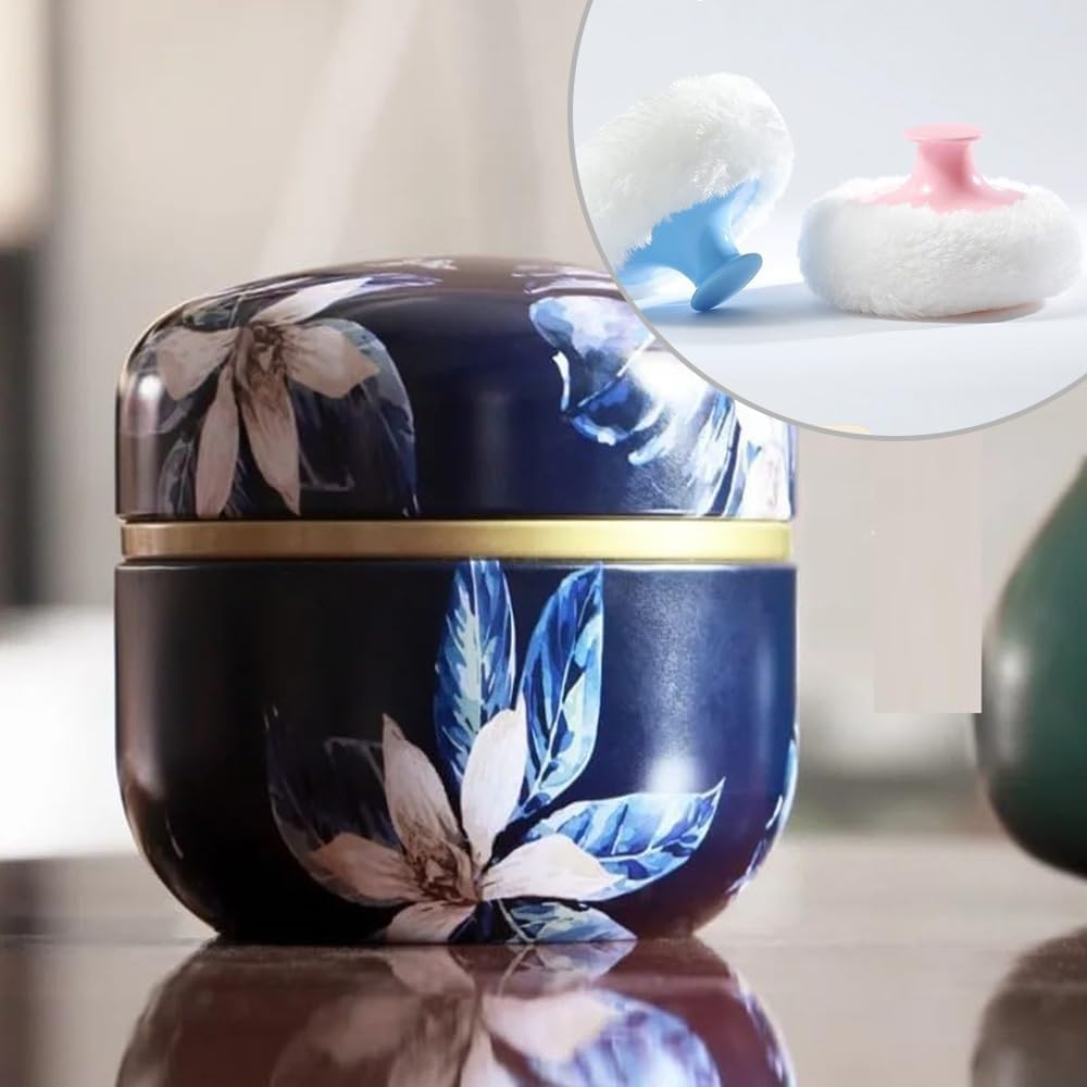 2 Pcs Body Powder Puff and Container Portable for Baby&Women Loose Powder Case Home Travel Powder Box image number 4