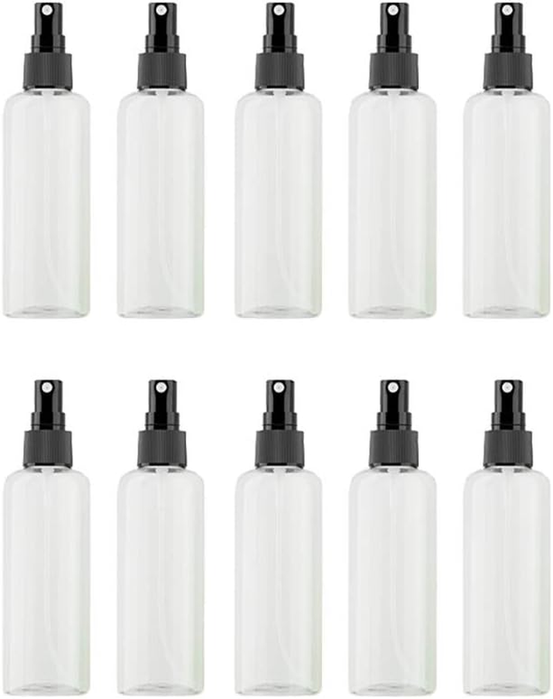 VOANZO 10PCS Empty Plastic Spray Bottle 100Ml Fine Mist Travel Atomiser Set Refillable Travel Size Bottle Toiletries Liquid Containers (White)