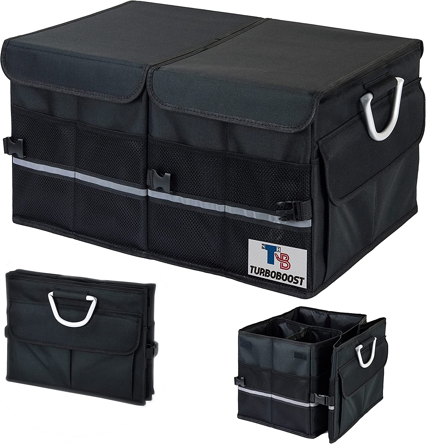 Turboboost Car Organizer - Accessories, Storage Bag, Tissue Box, Trunk Organiser, Durable SUV Cargo Organiser, Adjustable Tidy Organization (Black) image number 4