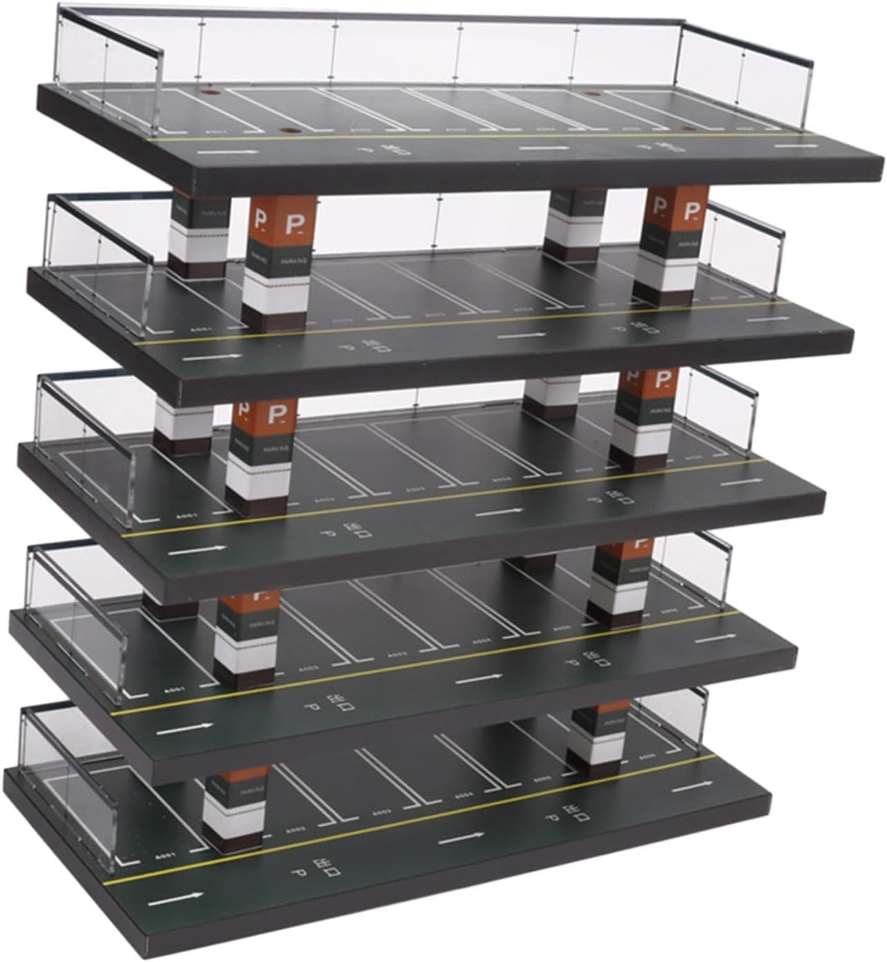 Perfeclan 5 Layers Parking Lot Model Scene Wooden Car Garage Toys Display Case Showcase for 1/64 Scale Model Cars Trucks image number 2