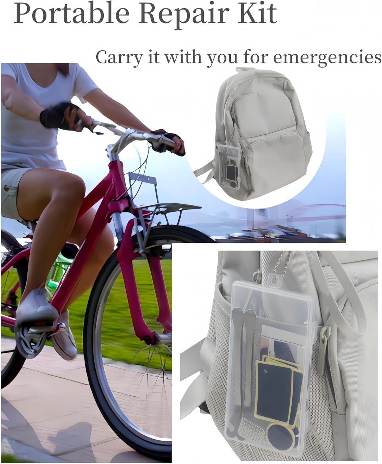 Bike Tire Repair Kit46 Pcs,With 2 Premium Stainless Steel Levers Flat Tire Repair Kit Tire Patch Kit Tire Patch Flat Tire Repair Kit for MTB Ebike Valve Stem Puller Installer Tool image number 2