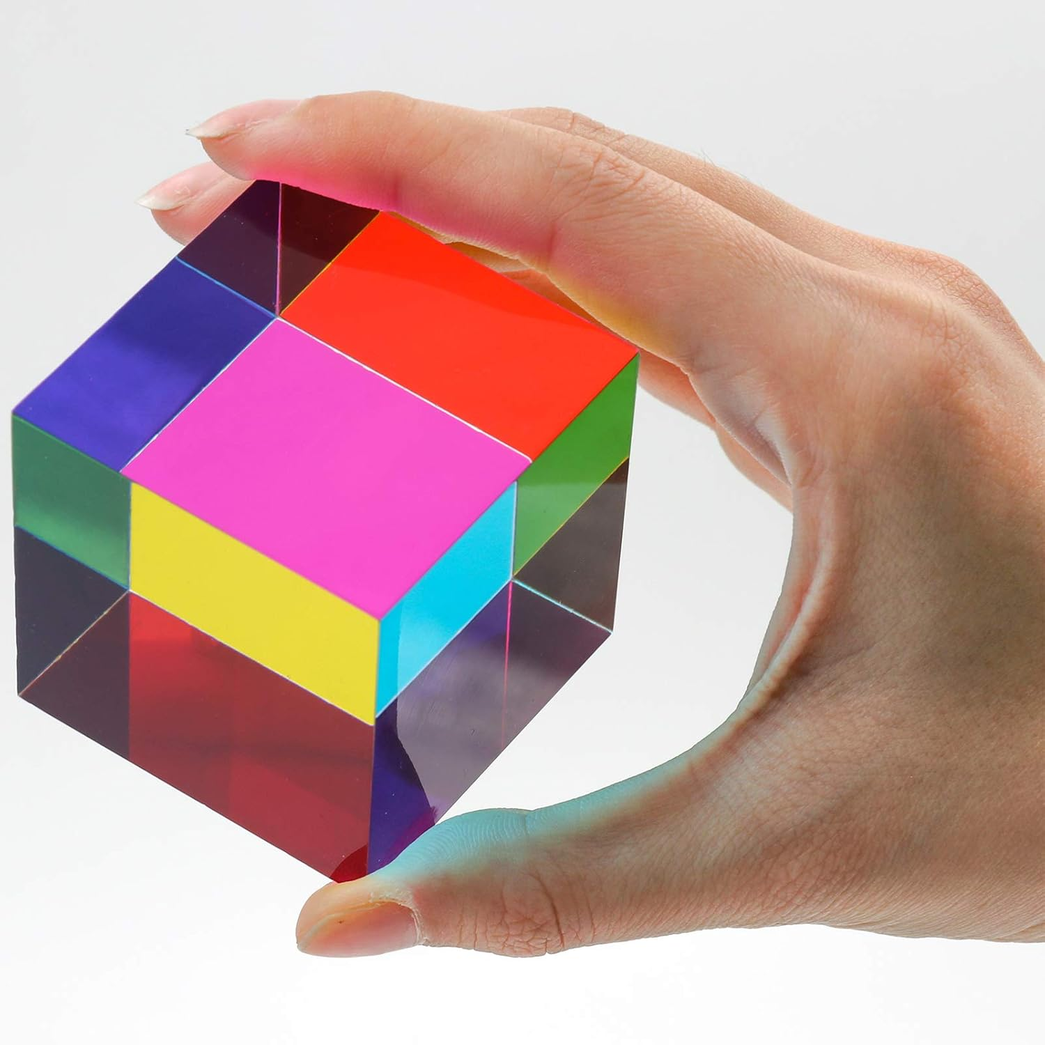 CMY Mixing Colour Cube, 50Mm (2 Inch) Acrylic Cube Prism, Cmycube for Home or Office D&eacute;cor, STEM/STEAM Desktop Toys, Science Learning Educational Kids image number 5