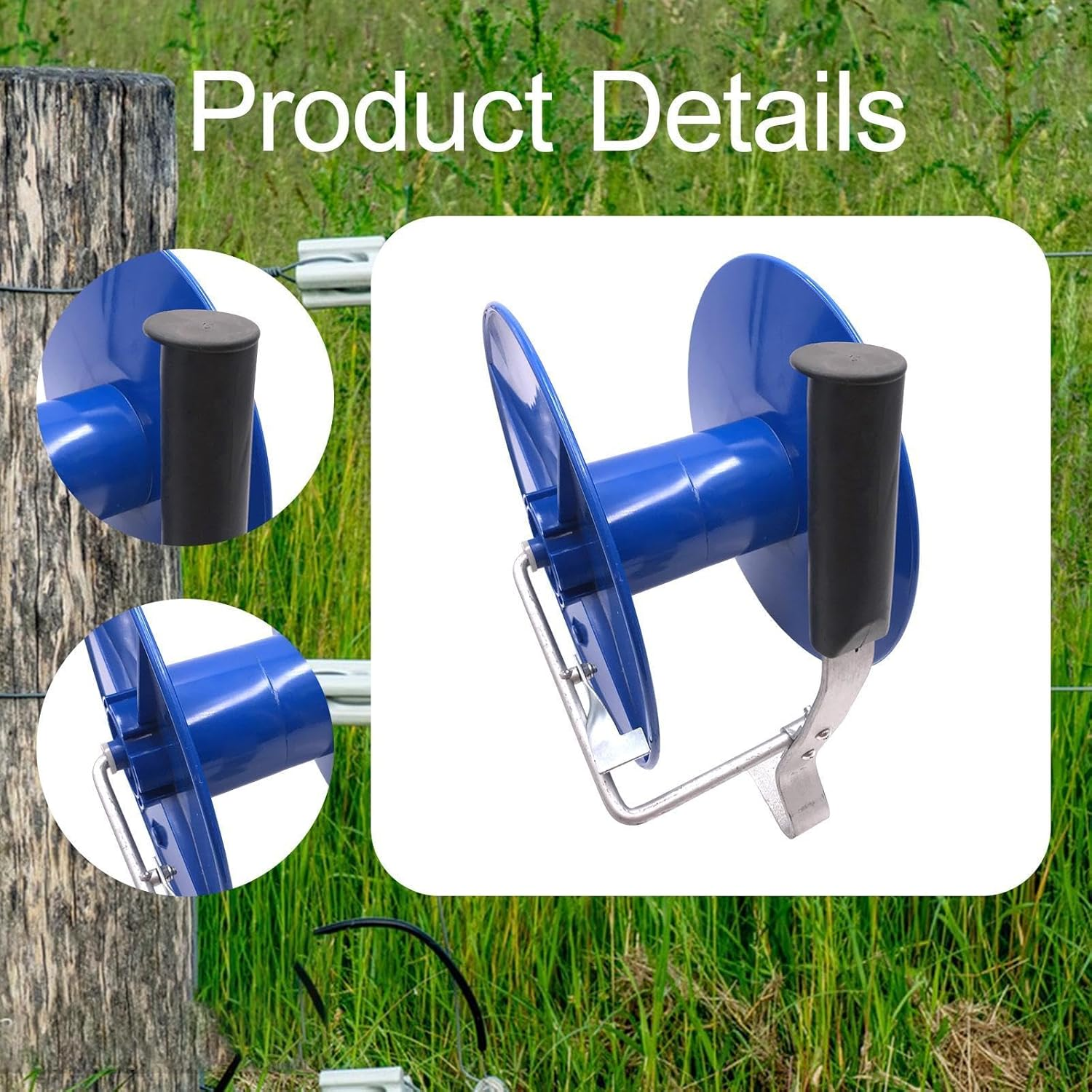 Harayaa Electric Fence Reel Rope Winder with Lock Ranch Garden Pasture Lightweight Wire Reel image number 3