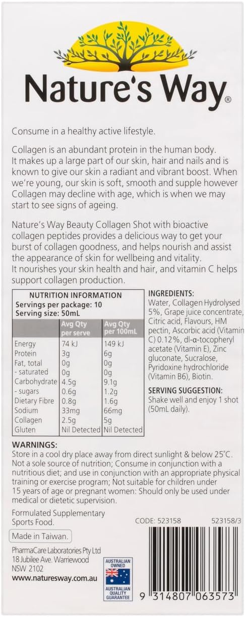 Nature'S Way Beauty Collagen Shots 50 Ml (Pack of 10)