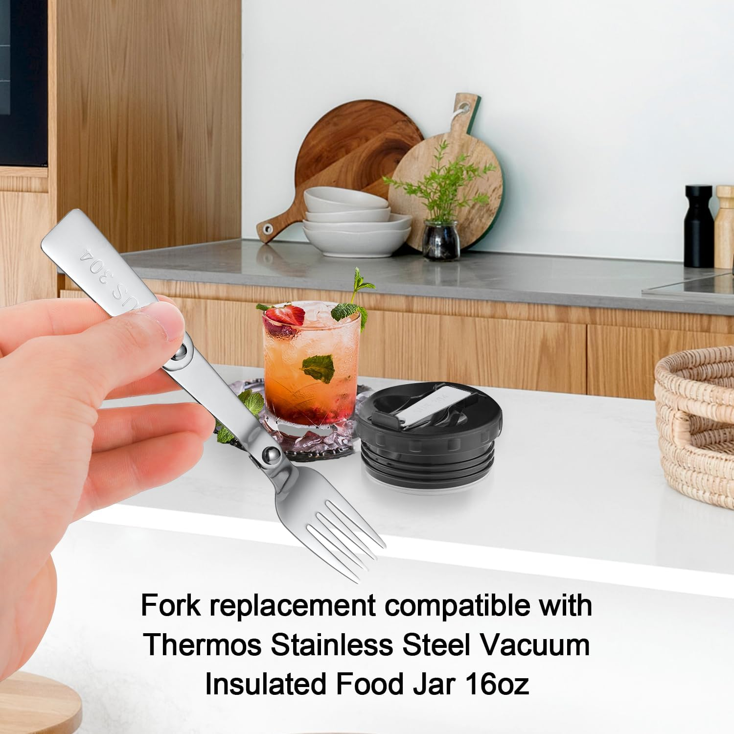 BOXOB 2Pcs Silver Stainless Steel Folding Forks, 6.3 Inch, Compatible with THERMOS FUNTAINER 16 Oz Food Jar, Dishwasher Safe, Camping Flatware image number 3