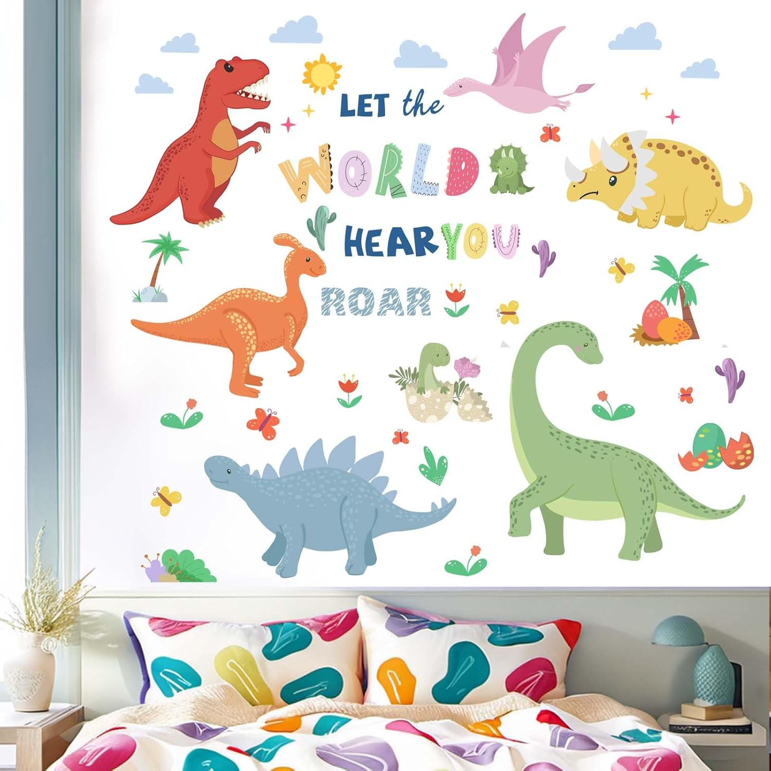 Dinosaur Wall Stickers for Boys Kids: Peel and Stick Dino Wall Decals for Boy Room Baby Nursery - Ages 1-12 Years Vinyl Decor image number 3