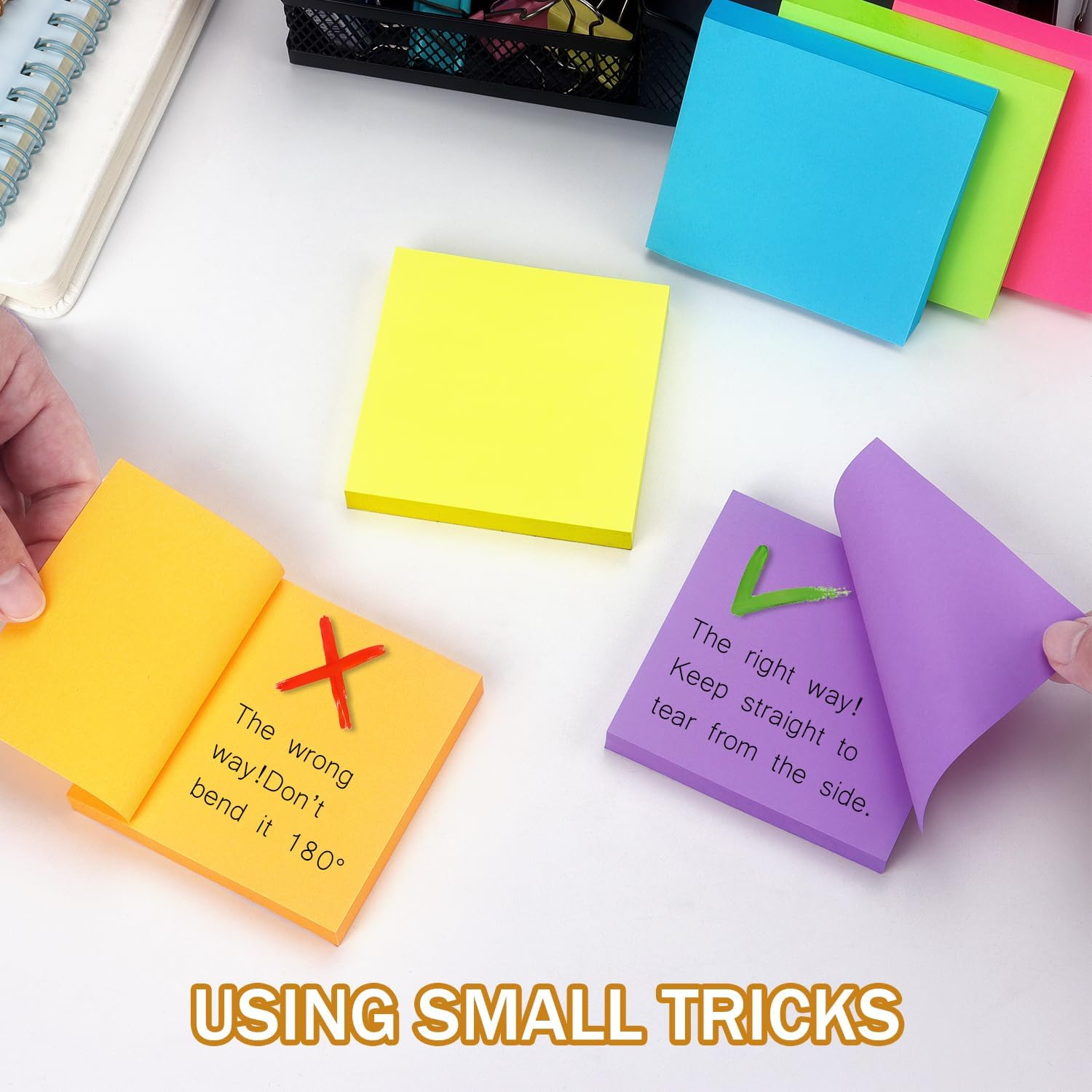 Sticky Notes 3X3 Inch Bright Colors Self-Stick Pads 6 Pads/Pack 100 Sheets/Pad Total 600 Sheets image number 5