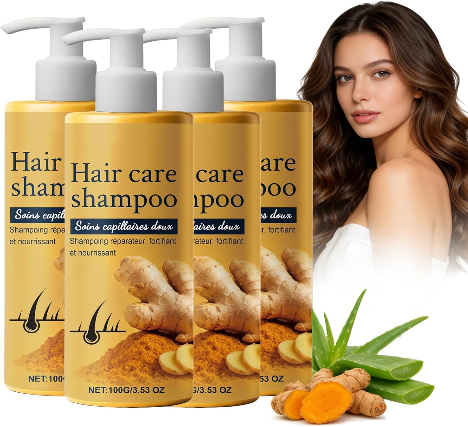 Ginger Hair Care Shampoo, Anti-Dandruff Oil-Control Hair Wash for Itchy Scalp, Ginger Root Extract Cleanse for Dry Scalp Comfort, Thickening to Reduce Breakage for Thinning Hairs (4) image number 5