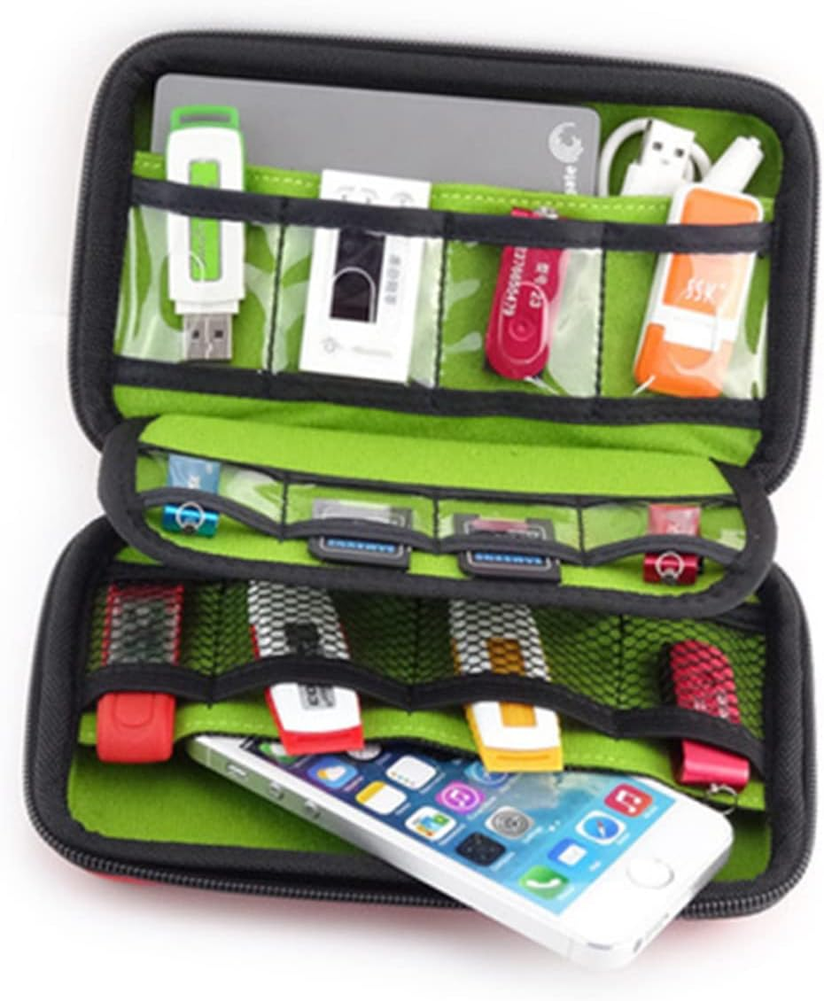 CAXUSD Travel Electronics Organizer Bag Waterproof Storage Pouch Padded Dividers Small Zipper Pocket Easy to Carry Handle for Home Travel