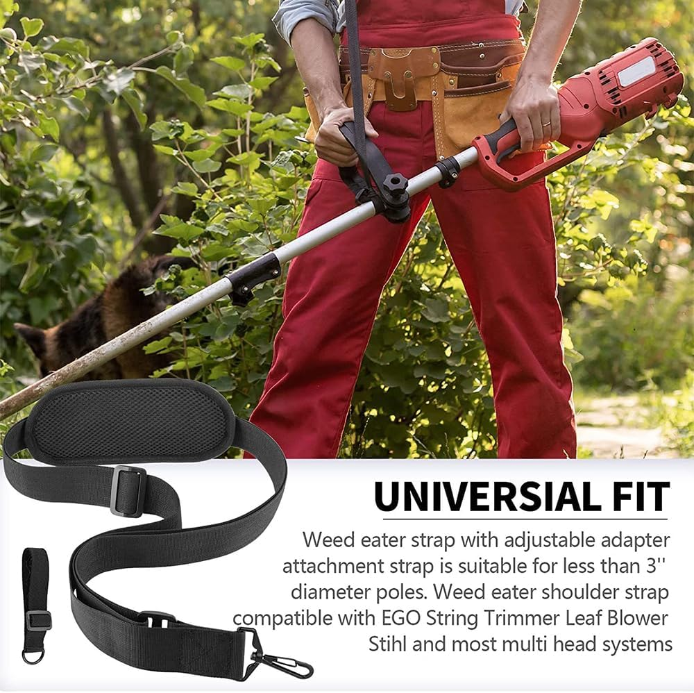 2 Pack Adjustable Shoulder Strap Harness for Weed Trimmers and Leaf Blowers, Heavy Duty Nylon Belt with Metal Buckle, Compatible with Multi-Head Systems image number 2