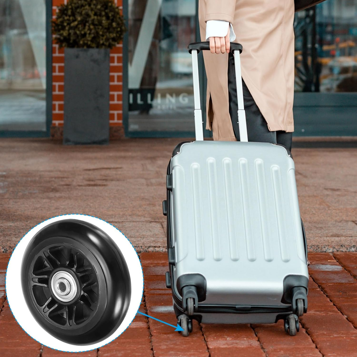 Uxcell Replacement Luggage Suitcase Wheels Repair Kit, 90Mmx24Mm Wear-Resistant & Mute Swivel Caster Wheels image number 5