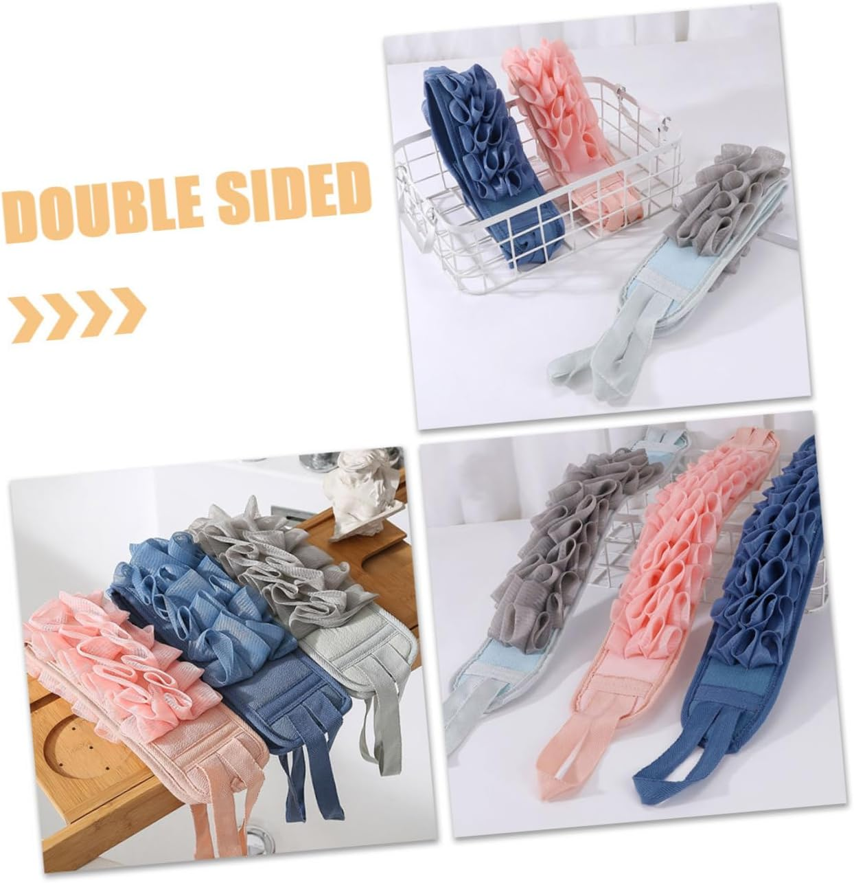 HEATSHAKING 3Pcs Exfoliating Shower Back Scrubber Strip Gentle Lathering Exfoliating Bathing Tool for Travel image number 4