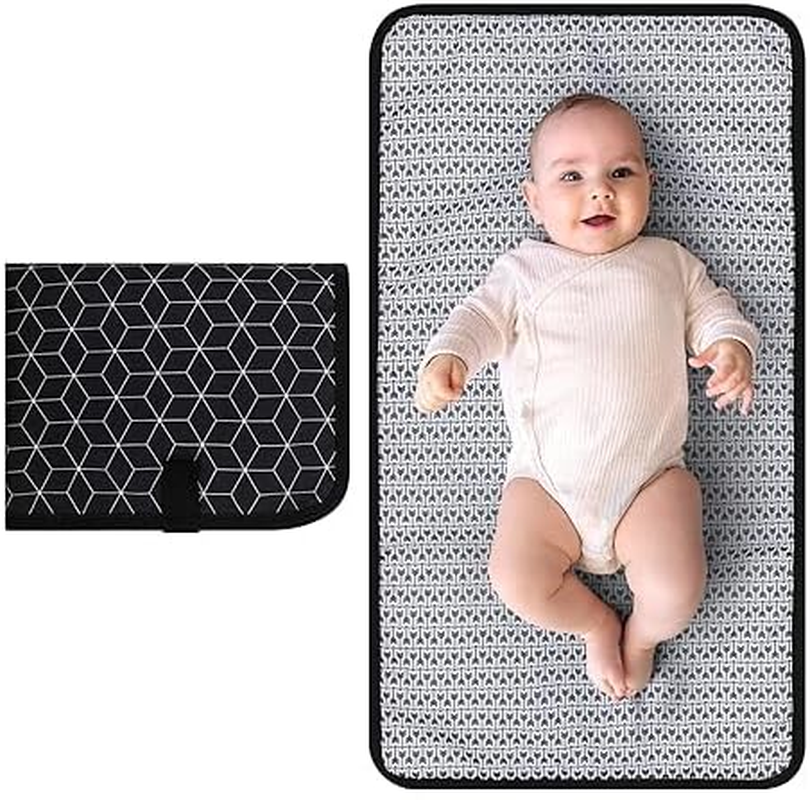 Wiseuwise Baby Portable Diaper Changing Pad - Waterproof Foldable Baby Changing Pad - Travel Diaper Changing Pad - Foldable Square Portable Baby Changing Pad - Baby Changing Pad - Machine Washable (Black & White) image number 3