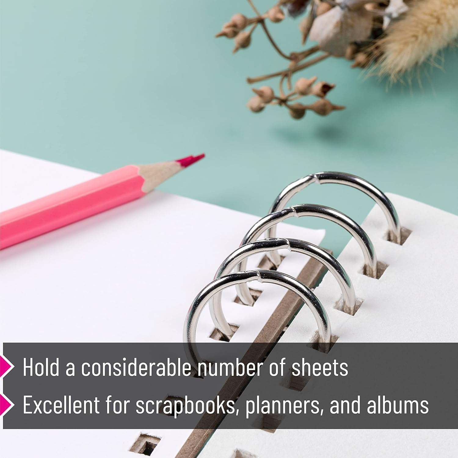 Mr. Pen- Loose Leaf Binder Ring, 40 Pack, Binder Rings 1 Inch, Metal Rings for Index Cards, Back to School Supplies image number 1