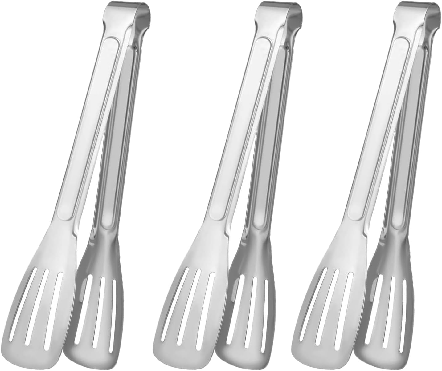 3Pcs Stainless Steel Kitchen Tongs - Suitable for BBQ, Pasta, Meat, and Home Party (9In) image number 2