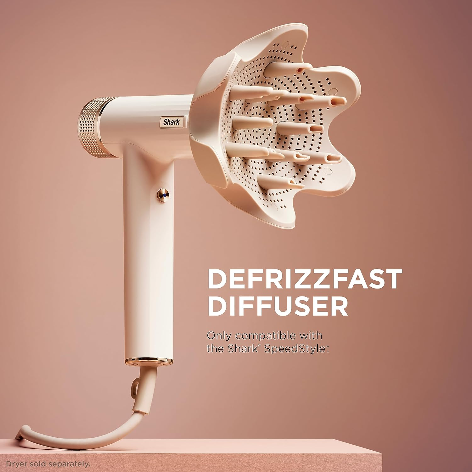 Shark XSKHD3DA Speedstyle Defrizzfast Diffuser, Attachment for Shark Speedstyle Blow Dryers, Styling Tool for Wavy, Curly, & Coily Hair, Define Natural Curls, Extendable Prongs, Stone image number 5