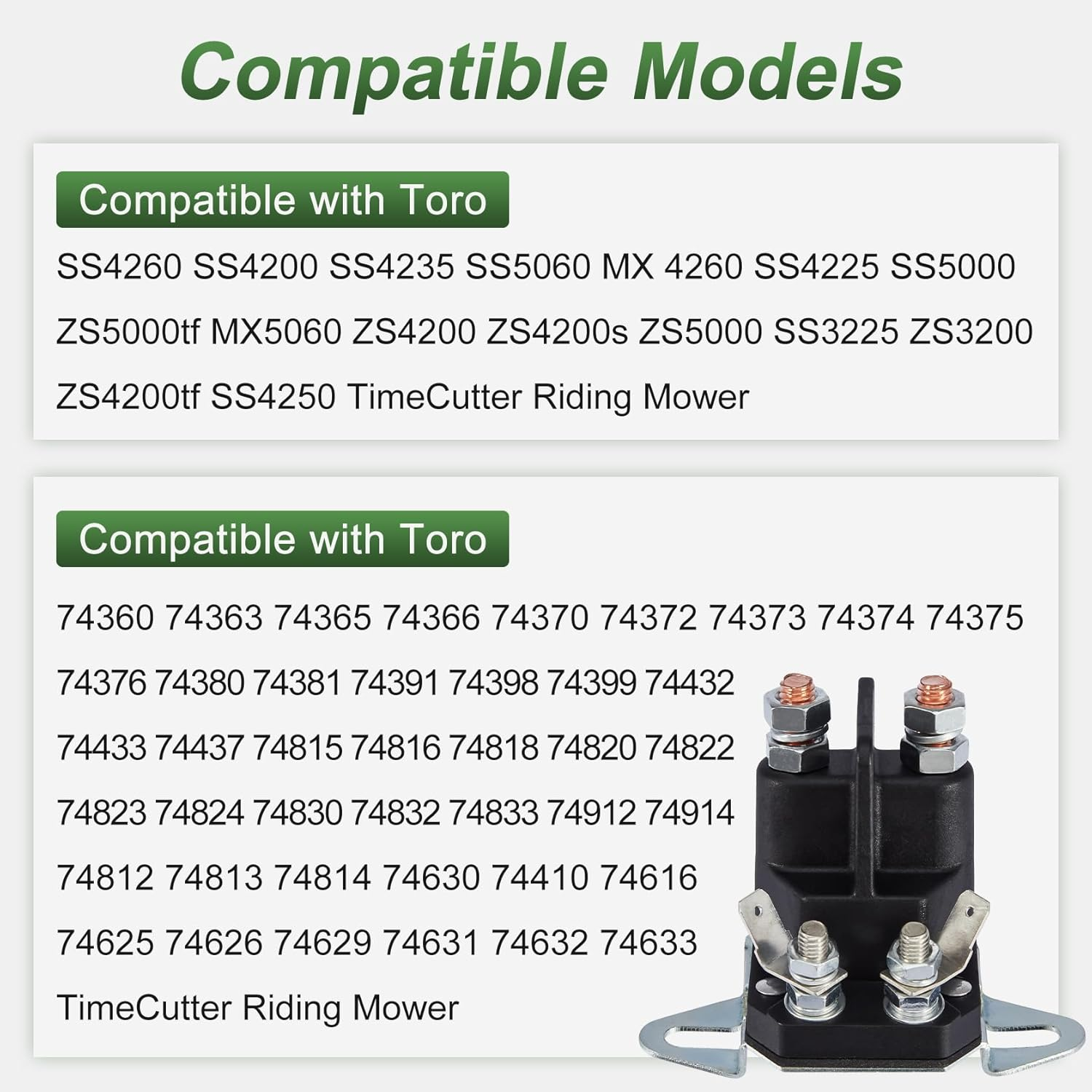 117-1197 Starter Solenoid Compatible with Toro Timecutter Ss5000 Z4200 Ss4225 Ss4235 Zero Turn Lawn Mower Parts 12V 4 Terminal DC image number 2