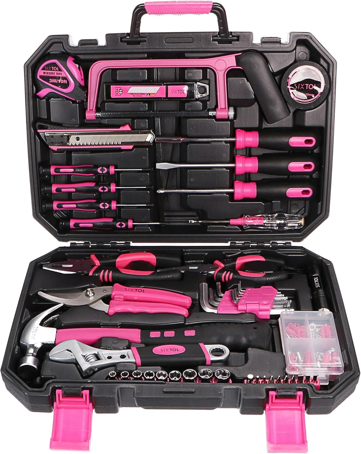 SIXTOL Home Pink 128 Piece Tool Set in a Tool Box image number 3