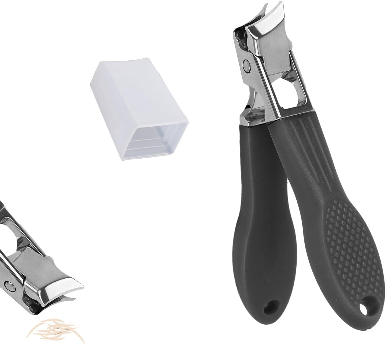 BOXOB Jaw Opening Anti-Splash Slanted Nail Clipper, Black Nail Clippers Stainless Steel Household Fingernail Trimmer for Women and Men Pet image number 4