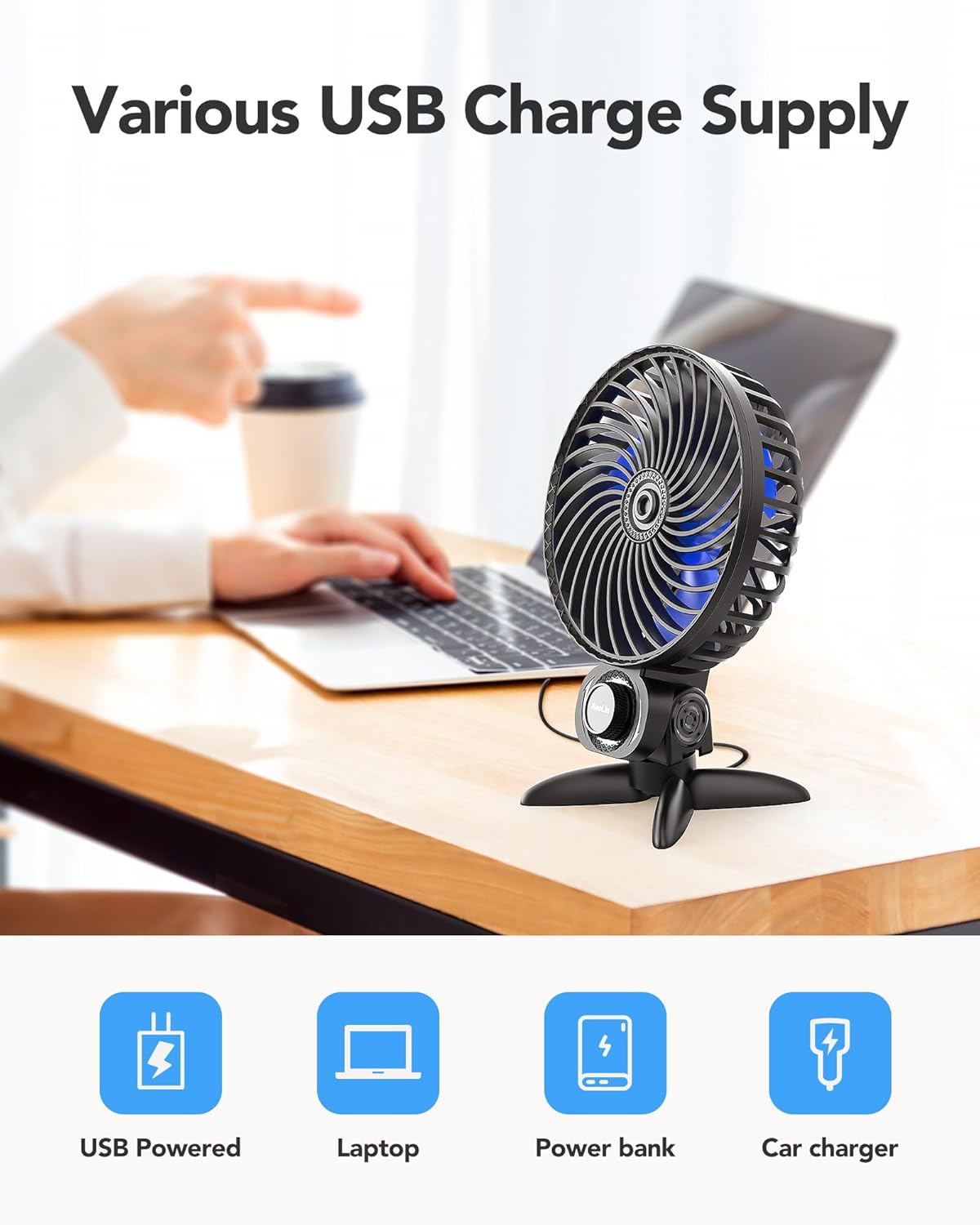 Aaolin USB Small Fan, Desk Fans with CVT Variable Speeds, Strong Cooling Airflow, Quiet Portable, Desktop Mini Personal Fan for Room, Home,Office, Bedroom-Usb Powered image number 4