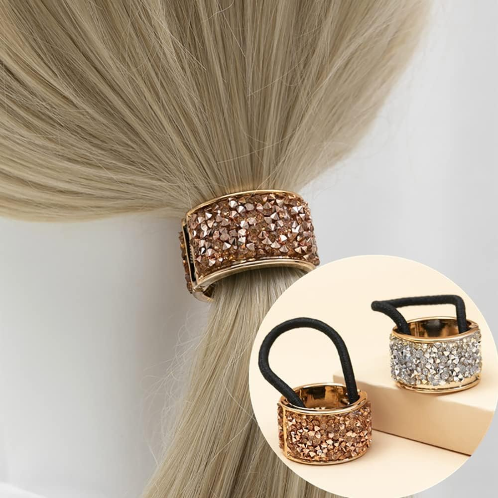 Ceeyoll Pack of 6 Hair Bobbles Hair Pins for Women with Rhinestones Decorated Metal Ponytail Holder Exquisite Hair Accessories Hair Bobbles Headwear for Women and Girls image number 4